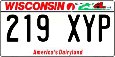 WI license plate 219XYP