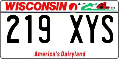 WI license plate 219XYS