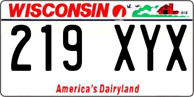 WI license plate 219XYX
