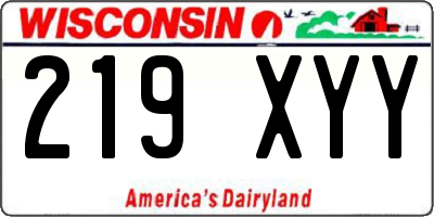 WI license plate 219XYY