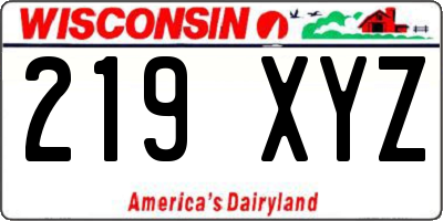 WI license plate 219XYZ