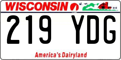WI license plate 219YDG