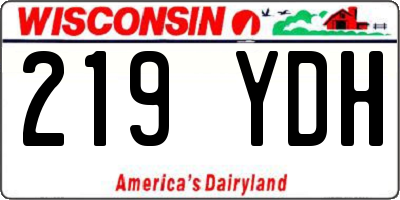 WI license plate 219YDH