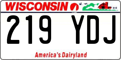 WI license plate 219YDJ