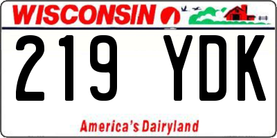 WI license plate 219YDK