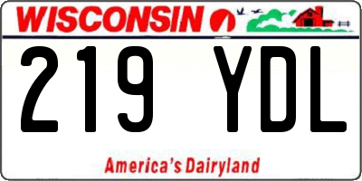 WI license plate 219YDL