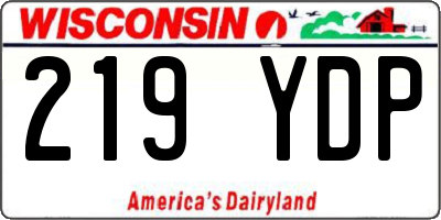 WI license plate 219YDP