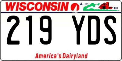 WI license plate 219YDS