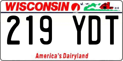 WI license plate 219YDT