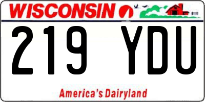 WI license plate 219YDU