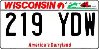 WI license plate 219YDW