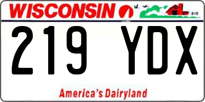 WI license plate 219YDX