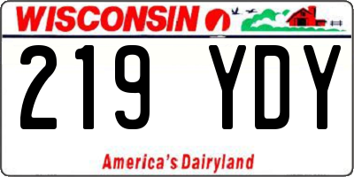 WI license plate 219YDY