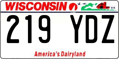 WI license plate 219YDZ