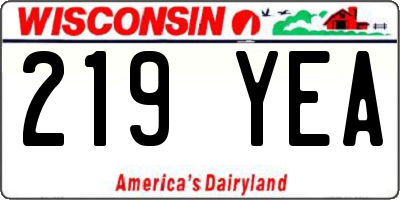 WI license plate 219YEA