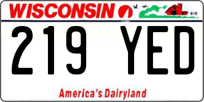 WI license plate 219YED