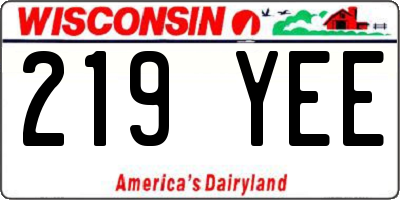 WI license plate 219YEE