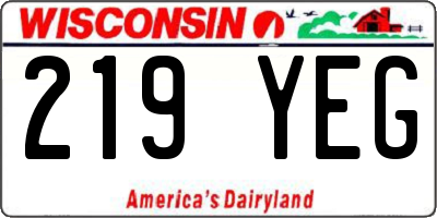 WI license plate 219YEG