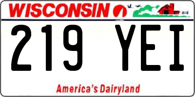 WI license plate 219YEI