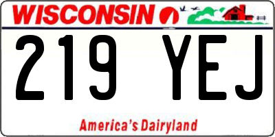 WI license plate 219YEJ
