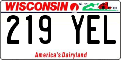 WI license plate 219YEL