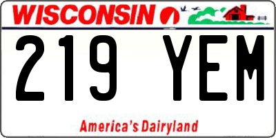 WI license plate 219YEM