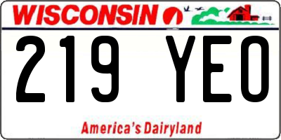 WI license plate 219YEO