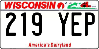 WI license plate 219YEP
