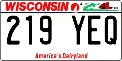 WI license plate 219YEQ