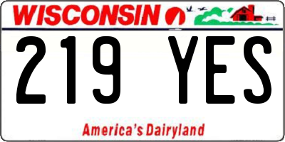 WI license plate 219YES