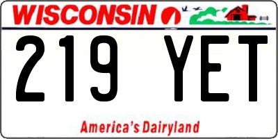 WI license plate 219YET