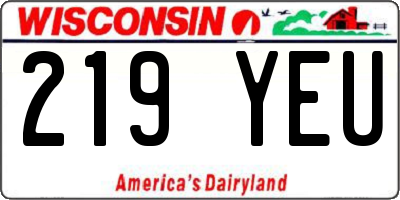 WI license plate 219YEU