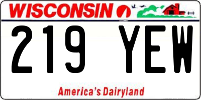 WI license plate 219YEW