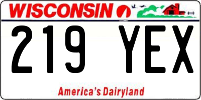 WI license plate 219YEX