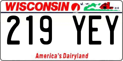 WI license plate 219YEY