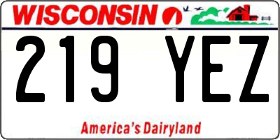 WI license plate 219YEZ