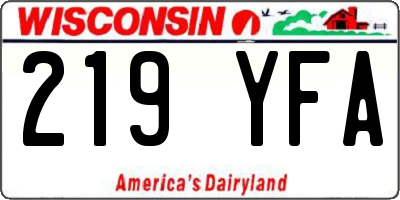 WI license plate 219YFA