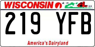 WI license plate 219YFB