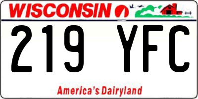 WI license plate 219YFC