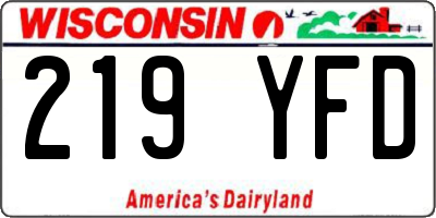 WI license plate 219YFD