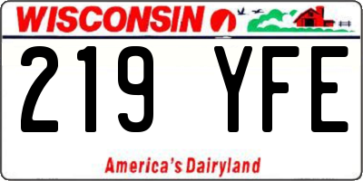 WI license plate 219YFE