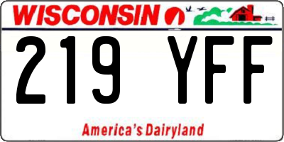 WI license plate 219YFF