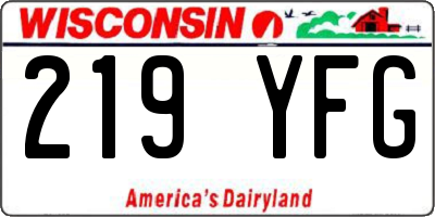 WI license plate 219YFG