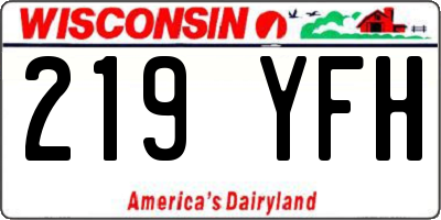 WI license plate 219YFH