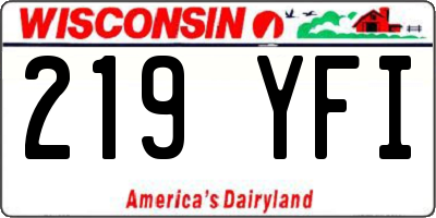WI license plate 219YFI