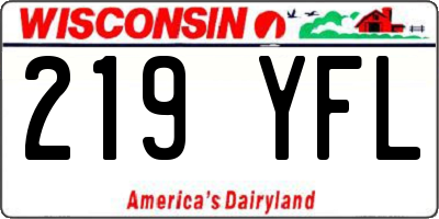WI license plate 219YFL