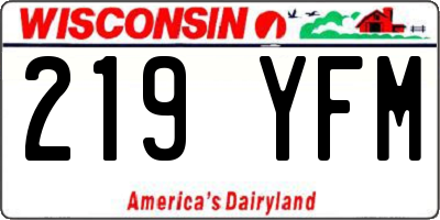 WI license plate 219YFM