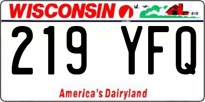 WI license plate 219YFQ