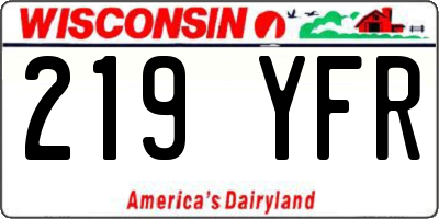 WI license plate 219YFR
