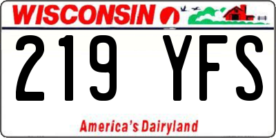 WI license plate 219YFS